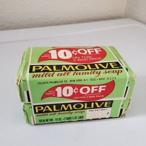 Vintage Palmolive Mild All Family Soap 2 Bar Pack 10 Cents Off Collectible 10oz